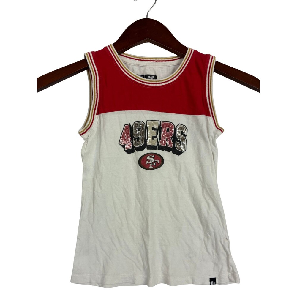 NFL San Francisco 49ers Girls 7/8 Tank Top Red White 100% Cotton Team Apparel